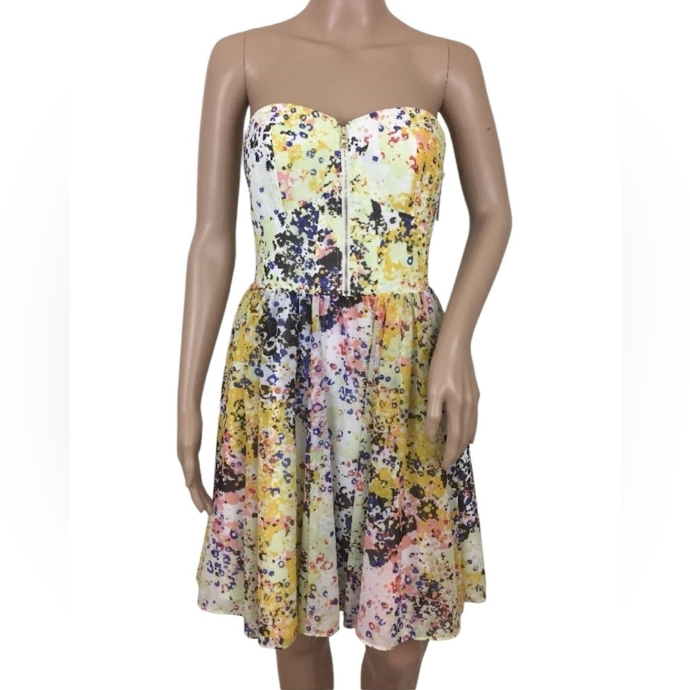 Guess LA Dress Sz 6 Cocktail Party Tanya Corset Chiffon Fit n Flare Colorful - Picture 3 of 14